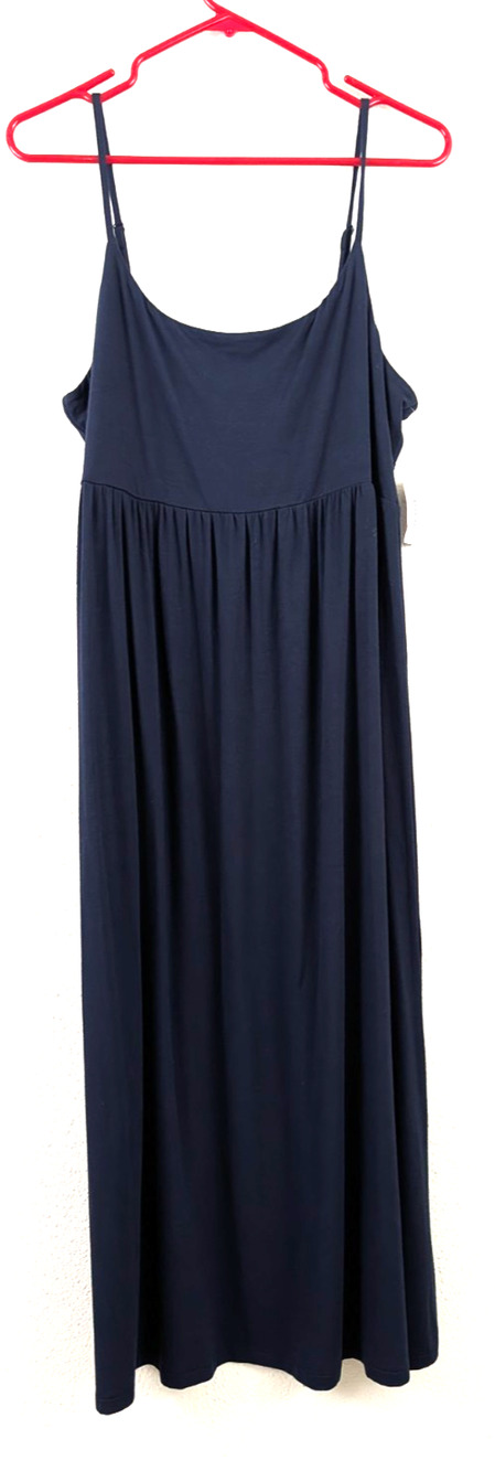 Old Navy sz XL Midi Dress sleeveless tank navy blue knit stretchy 1864